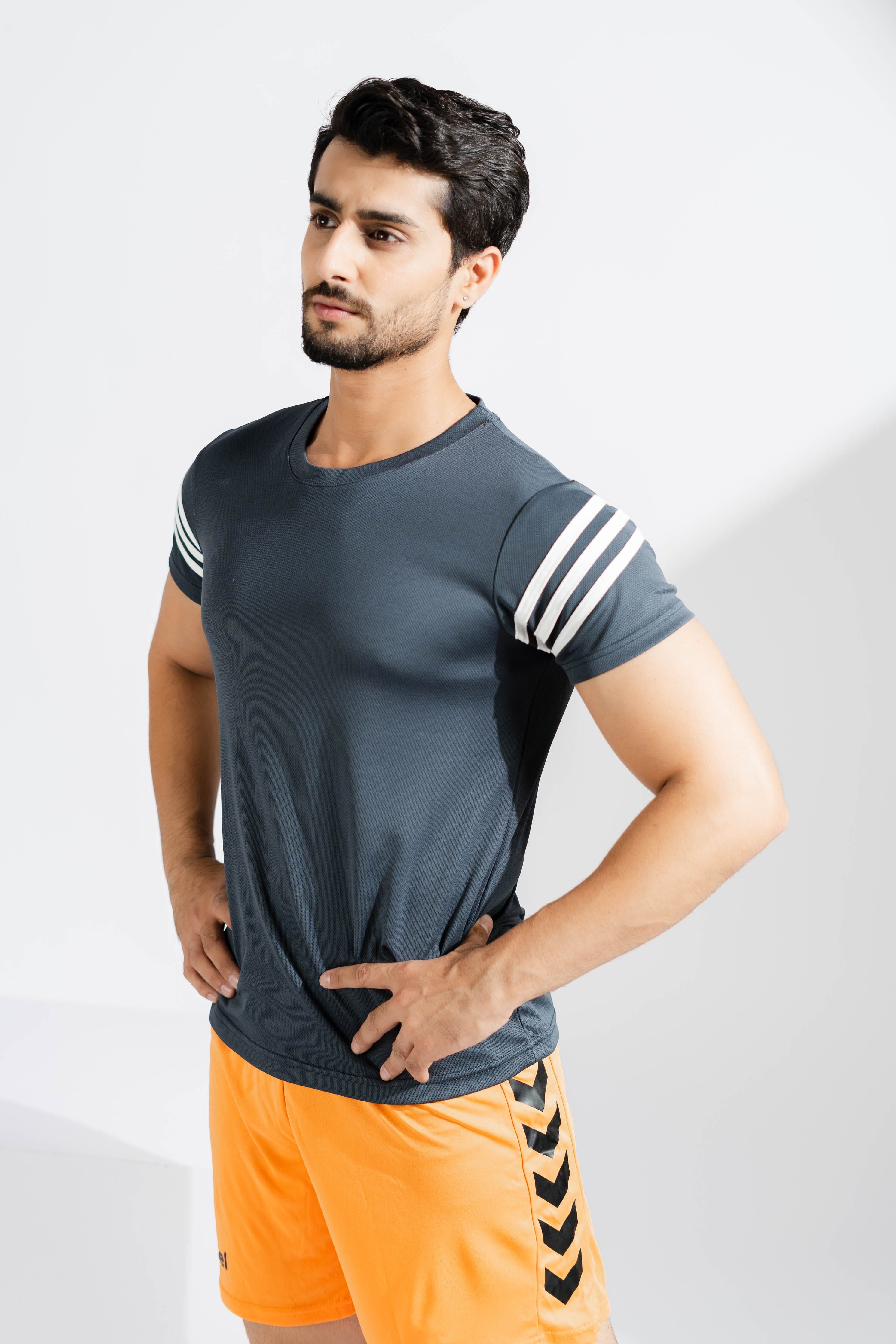 Polo Athletica Men's Shoulder Stripes Activewear Tee Shirt Men's Tee Shirt Polo Republica 