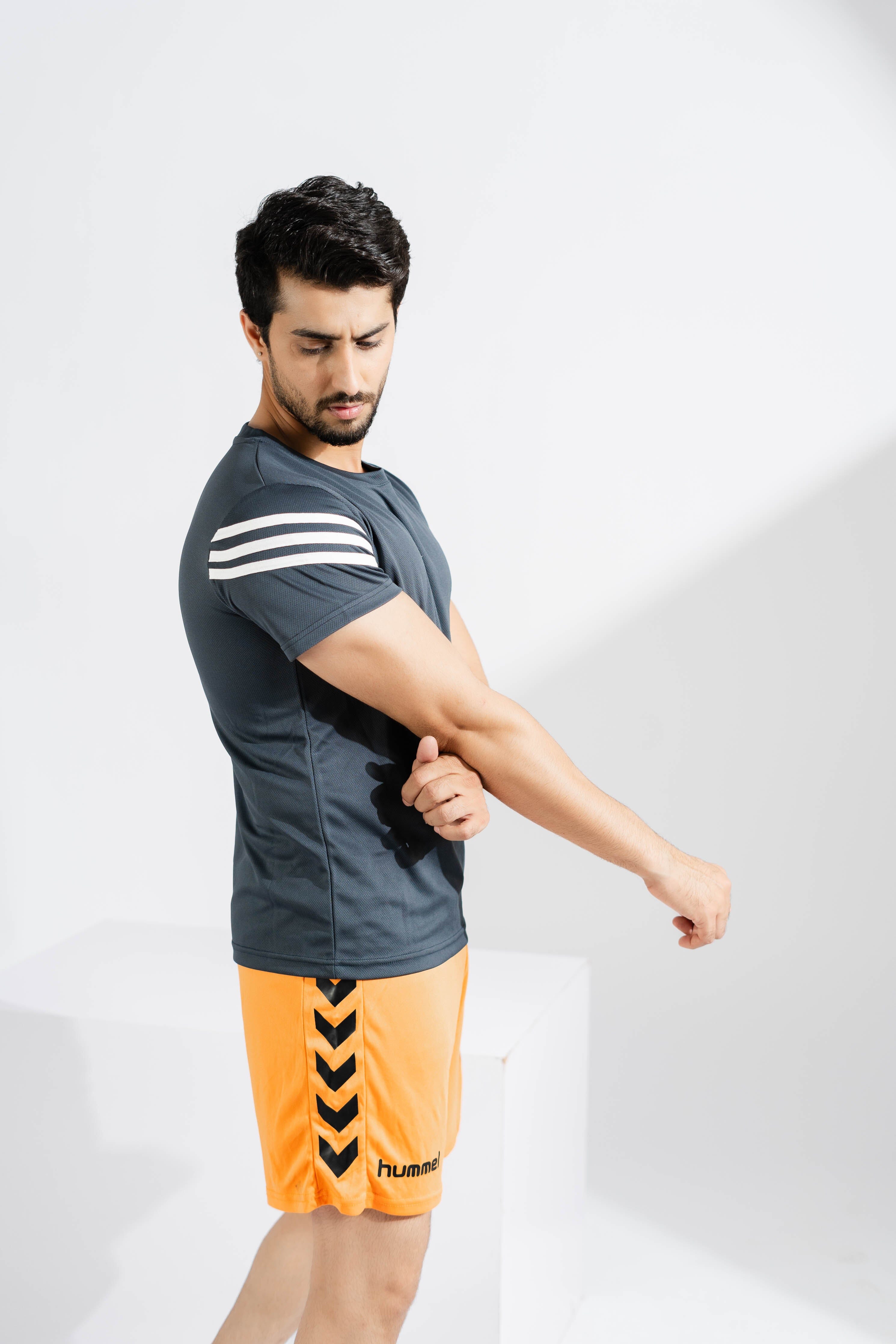 Polo Athletica Men's Shoulder Stripes Activewear Tee Shirt Men's Tee Shirt Polo Republica 