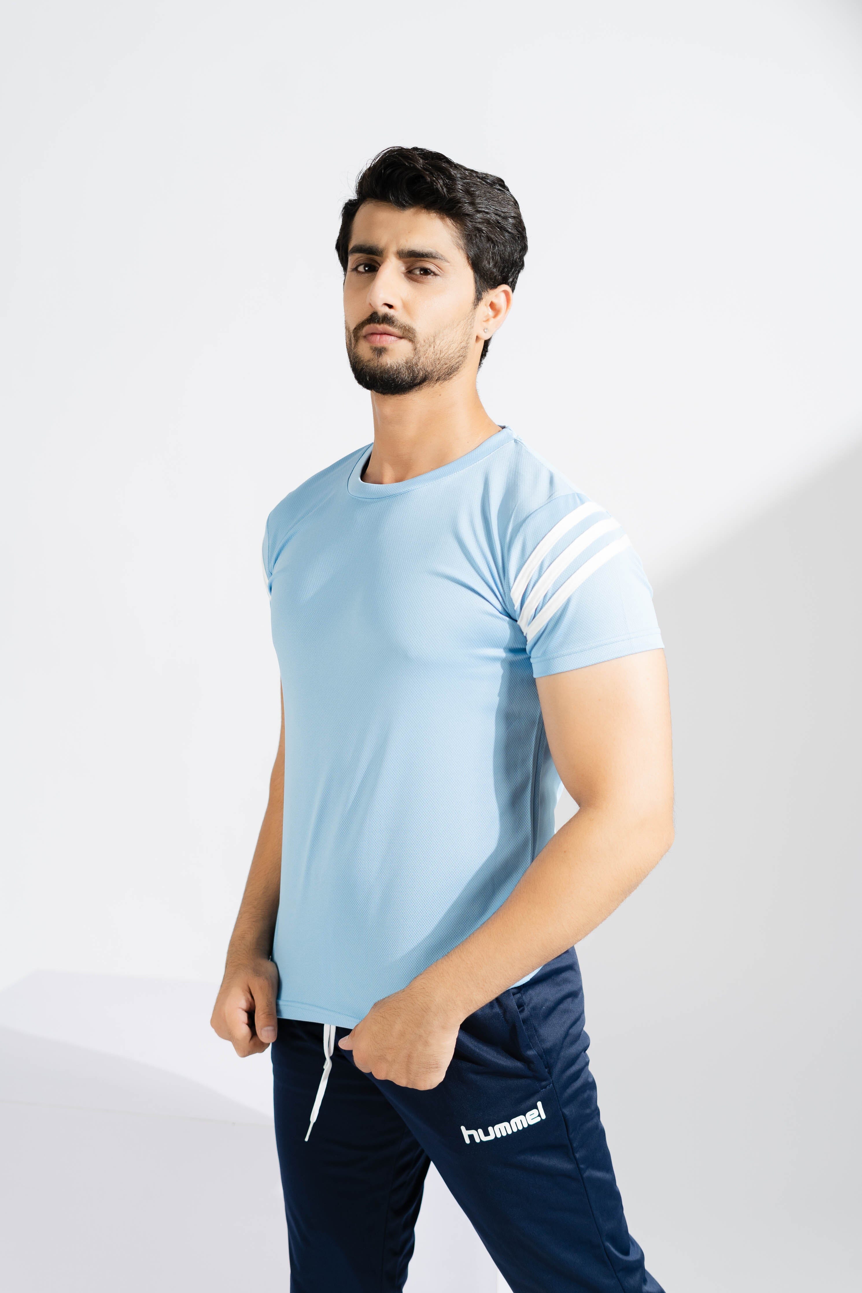 Polo Athletica Men's Shoulder Stripes Activewear Tee Shirt Men's Tee Shirt Polo Republica 