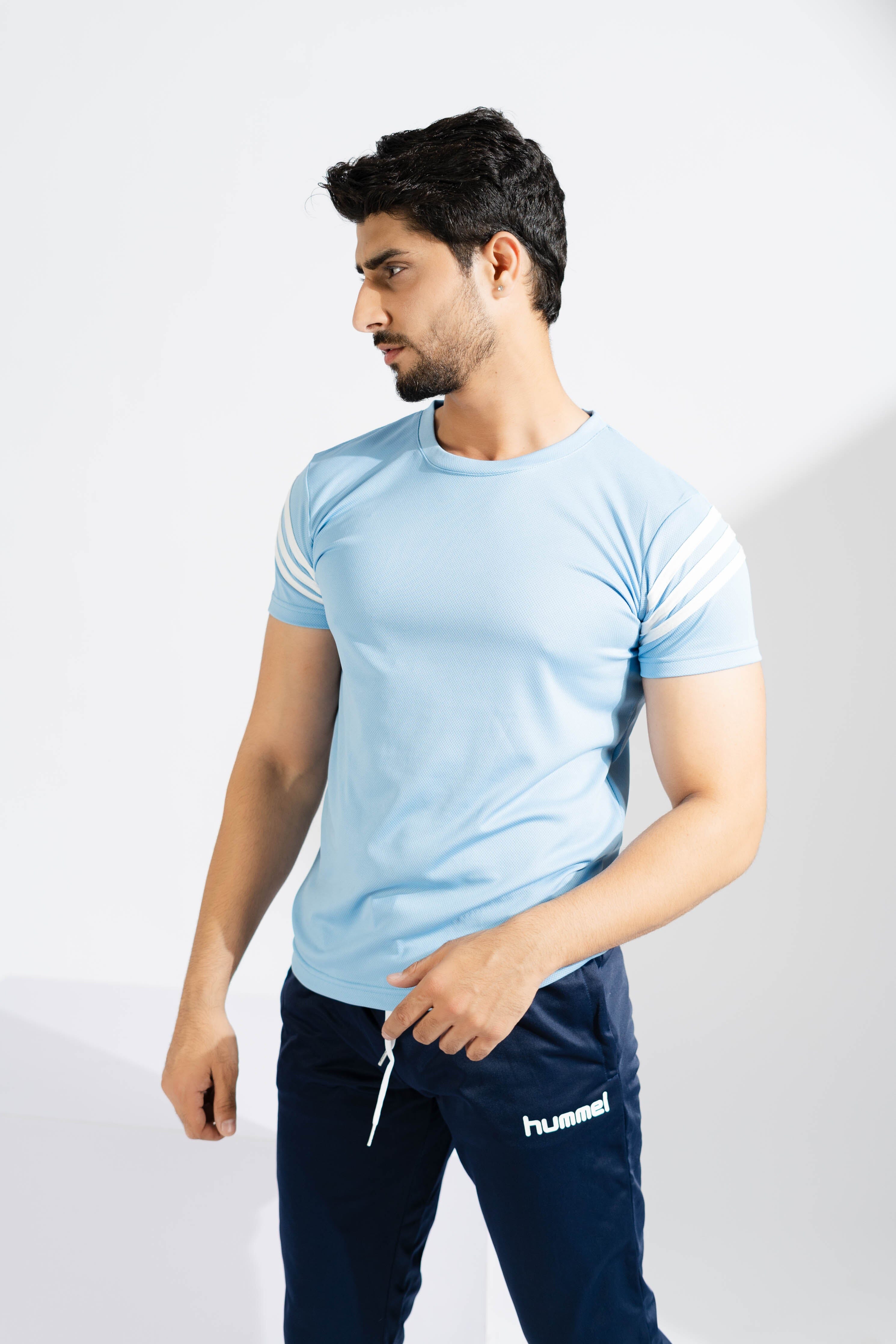Polo Athletica Men's Shoulder Stripes Activewear Tee Shirt Men's Tee Shirt Polo Republica 