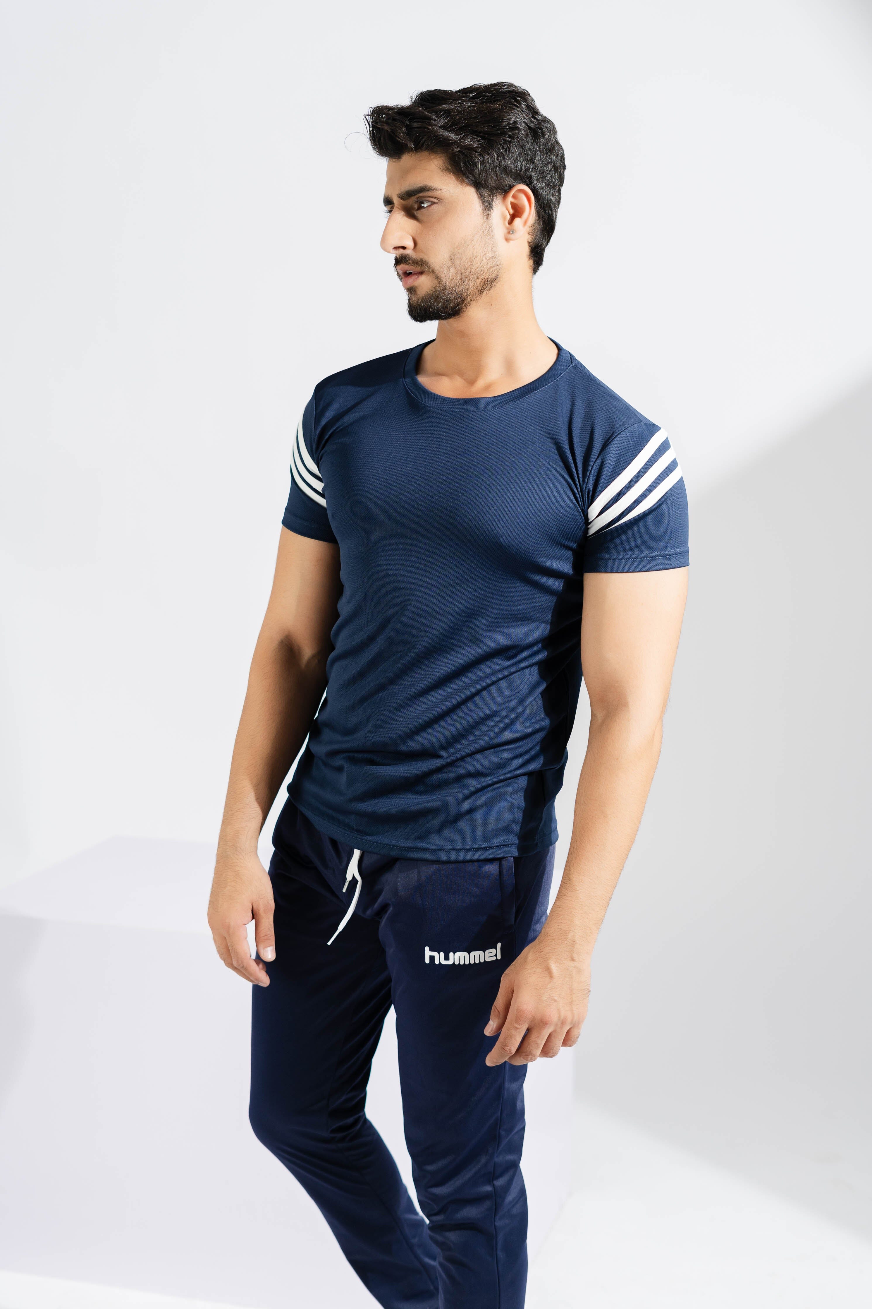 Polo Athletica Men's Shoulder Stripes Activewear Tee Shirt Men's Tee Shirt Polo Republica 