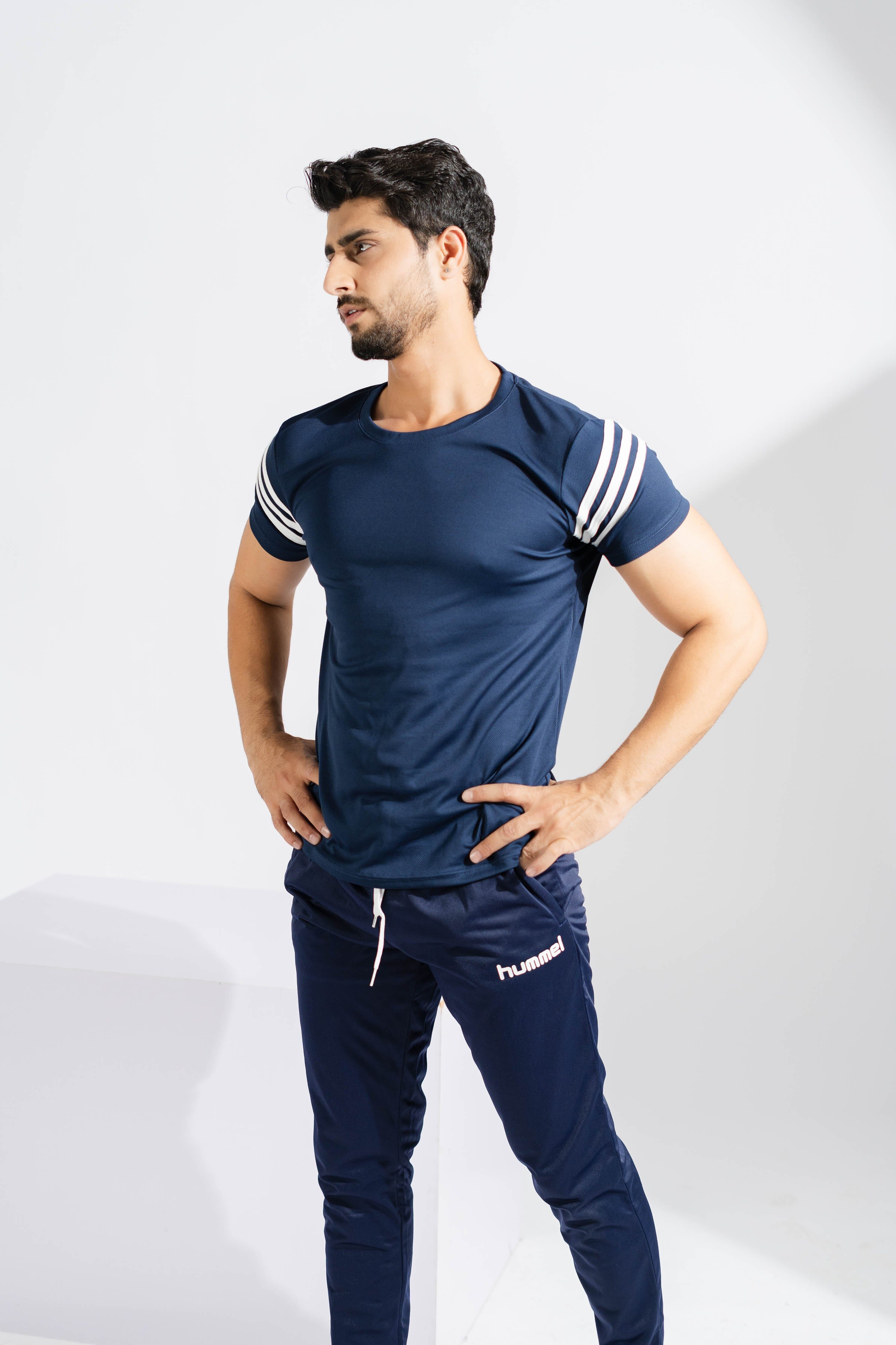Polo Athletica Men's Shoulder Stripes Activewear Tee Shirt Men's Tee Shirt Polo Republica 