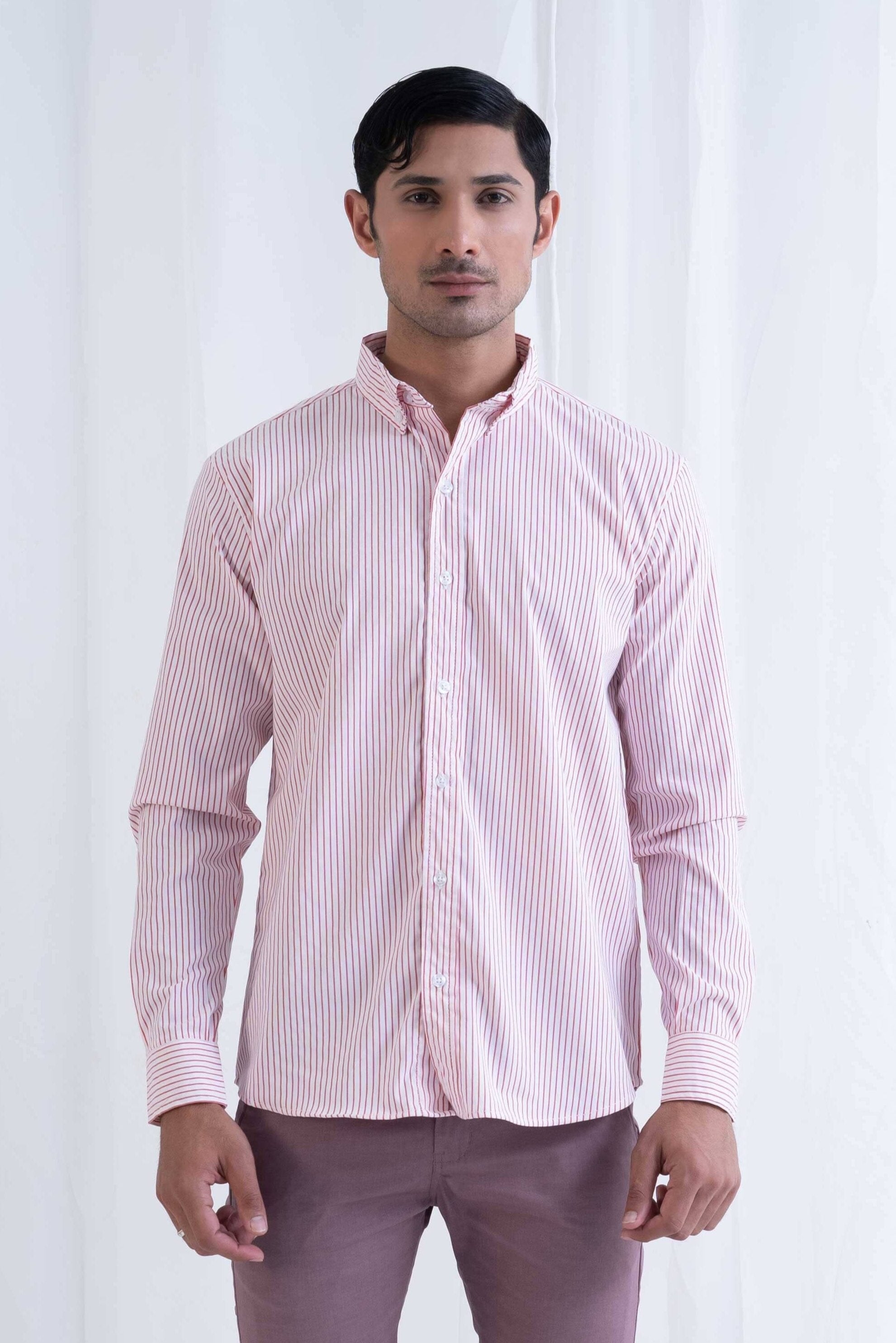 Polo Republica Men's Striped Button-Down Shirt Men's Casual Shirt Polo Republica White & Red M 