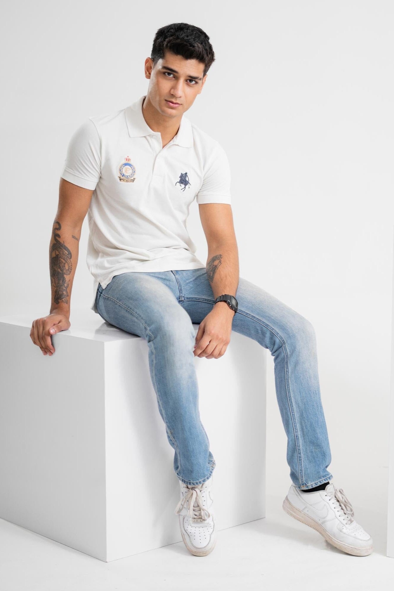 Polo Republica Men's Horse Rider & PRC Crest Embroidered Short Sleeve Polo Shirt Men's Polo Shirt Polo Republica 