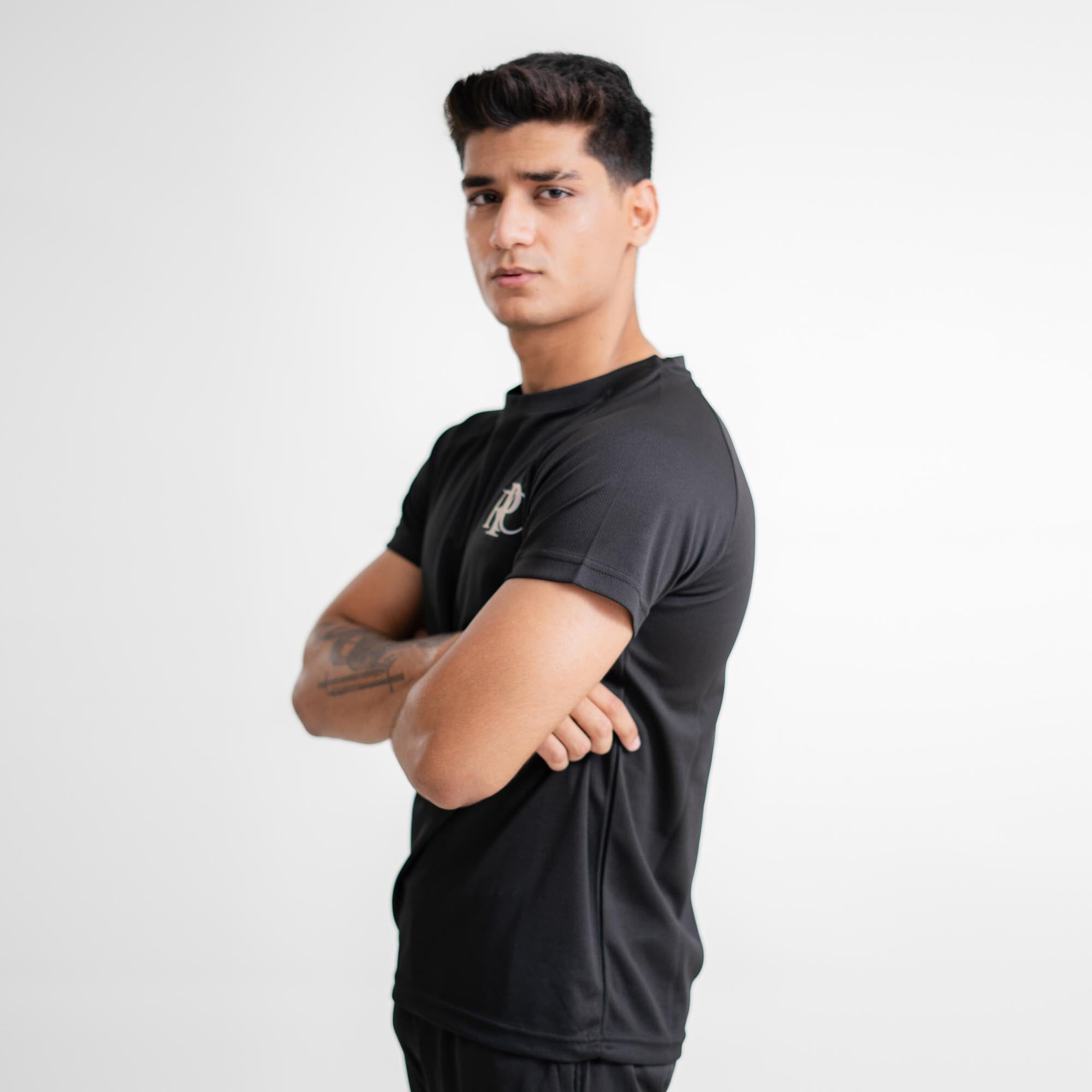 Polo Republica Men's PRC & Diagonal Stripes Printed Activewear Tee Shirt Men's Tee Shirt Polo Republica 
