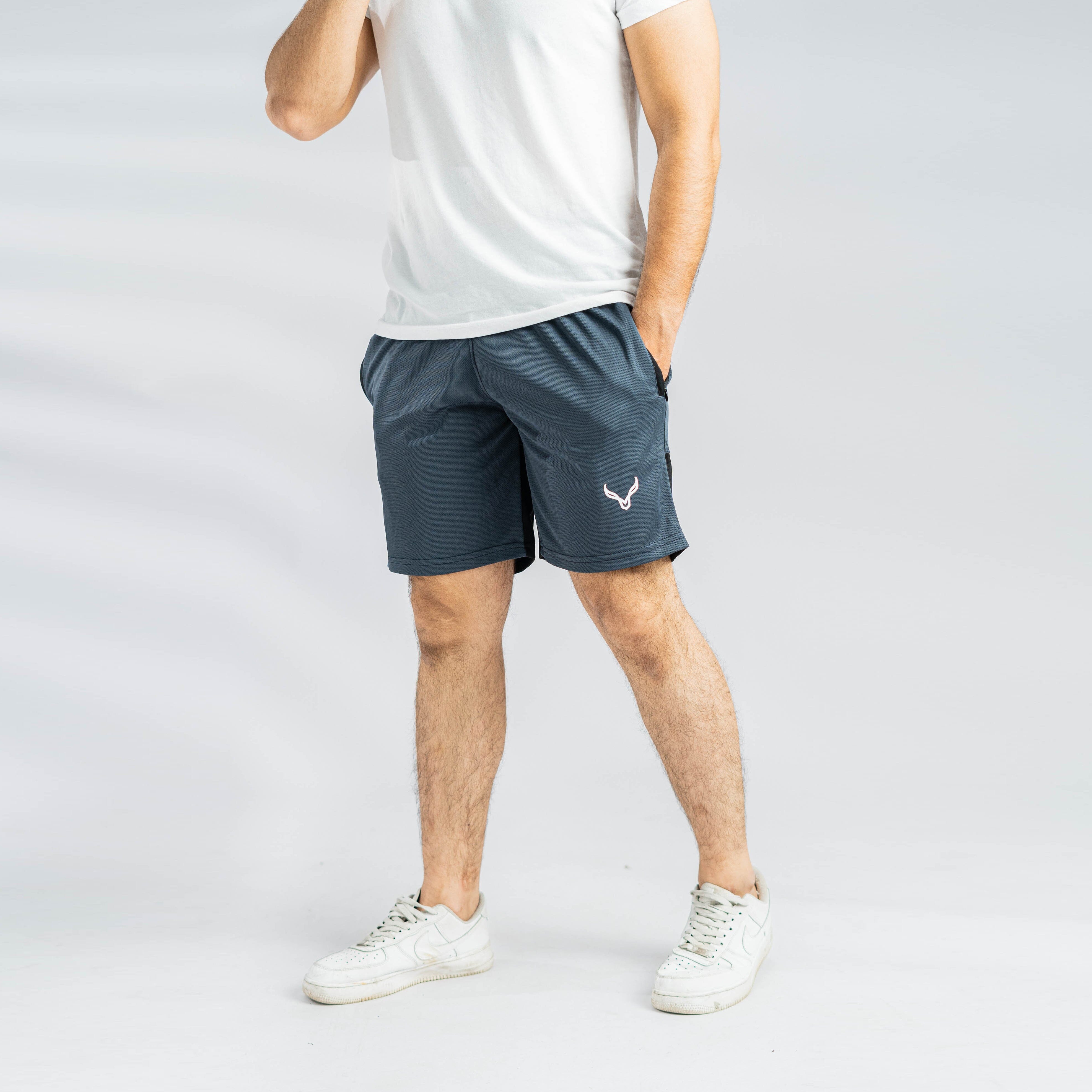 Polo Athletica Men's Rapid-Dry Gym Activewear Shorts with Side Panel Men's Shorts Polo Republica Charcoal & Black S 