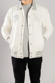 Primark Unisex Tiger Embroidered Reflective Stripes Baseball Varsity Fleece Jacket Men's Jacket HAS Apparel 