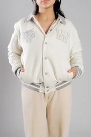 Primark Unisex Tiger Embroidered Reflective Stripes Baseball Varsity Fleece Jacket Men's Jacket HAS Apparel 