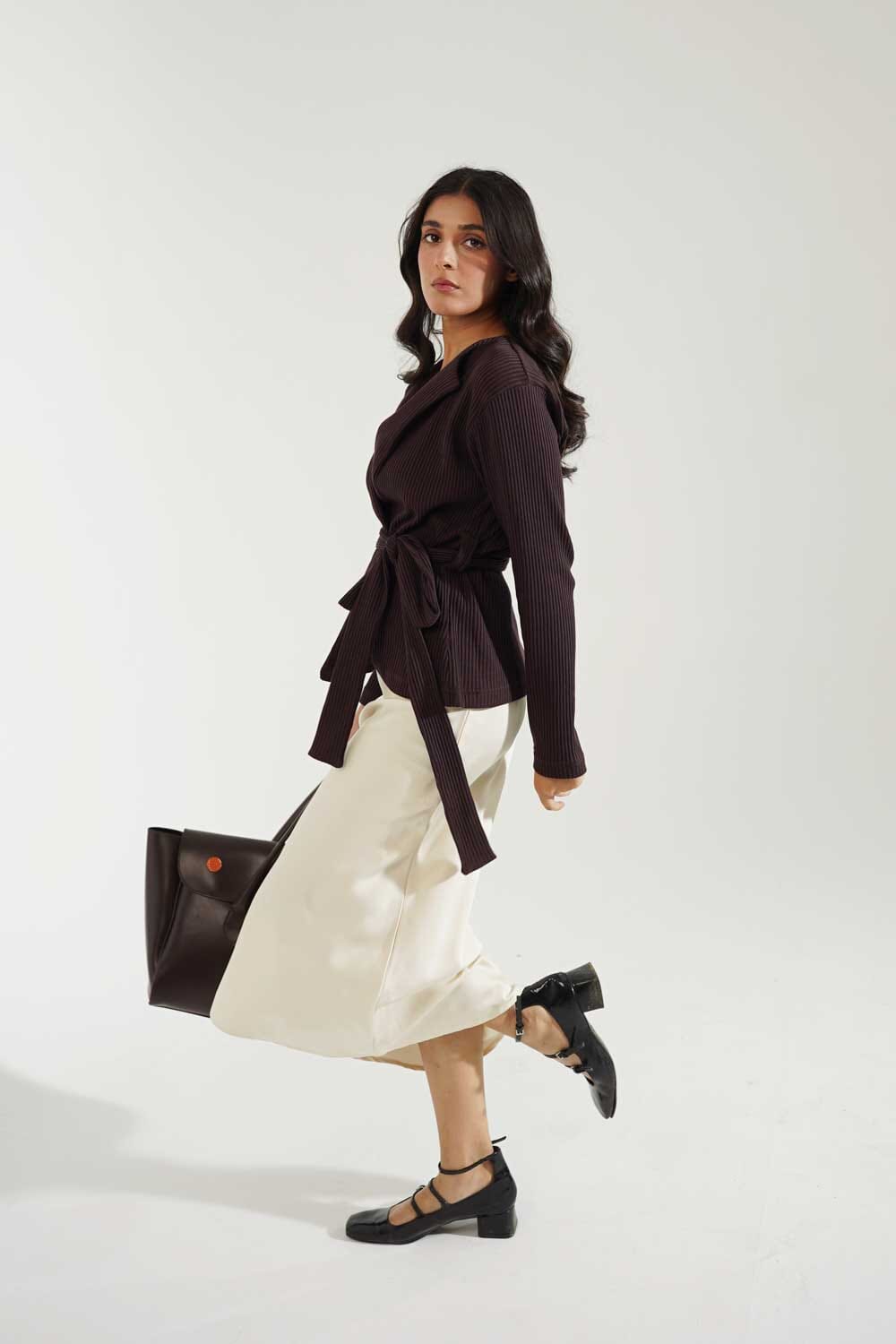 USQUARED Women's Rib Tie-Front Cardigan