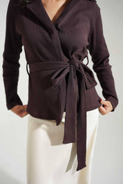 USQUARED Women's Rib Tie-Front Cardigan