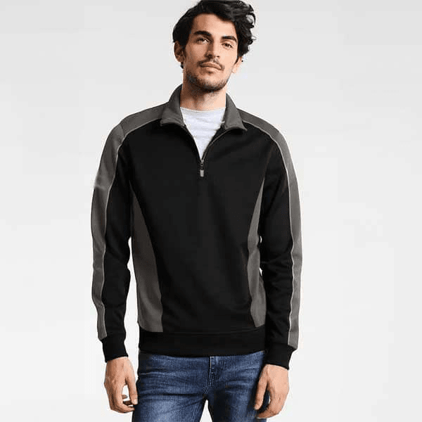 Men's 1/4 Zipper Logo Embroidered Minor Fault Fleece Sweat Shirt Men's Sweat Shirt Image Black Graphite S
