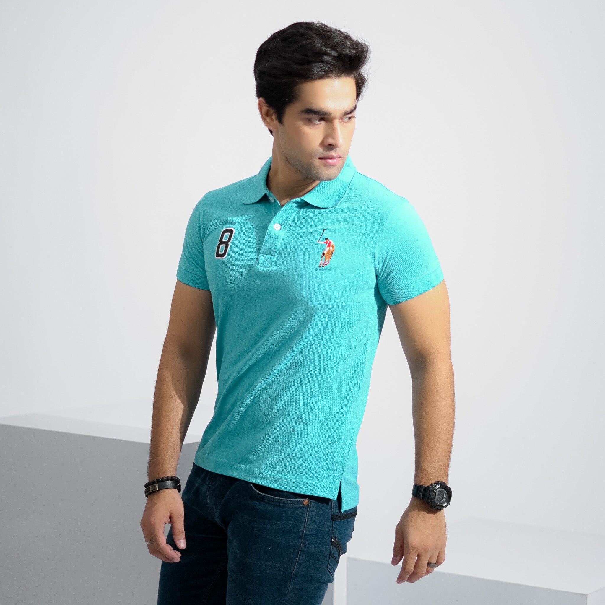 Polo Republica Men's Signature Pony & 8 Embroidered Short Sleeve Polo Shirt Men's Polo Shirt Polo Republica 