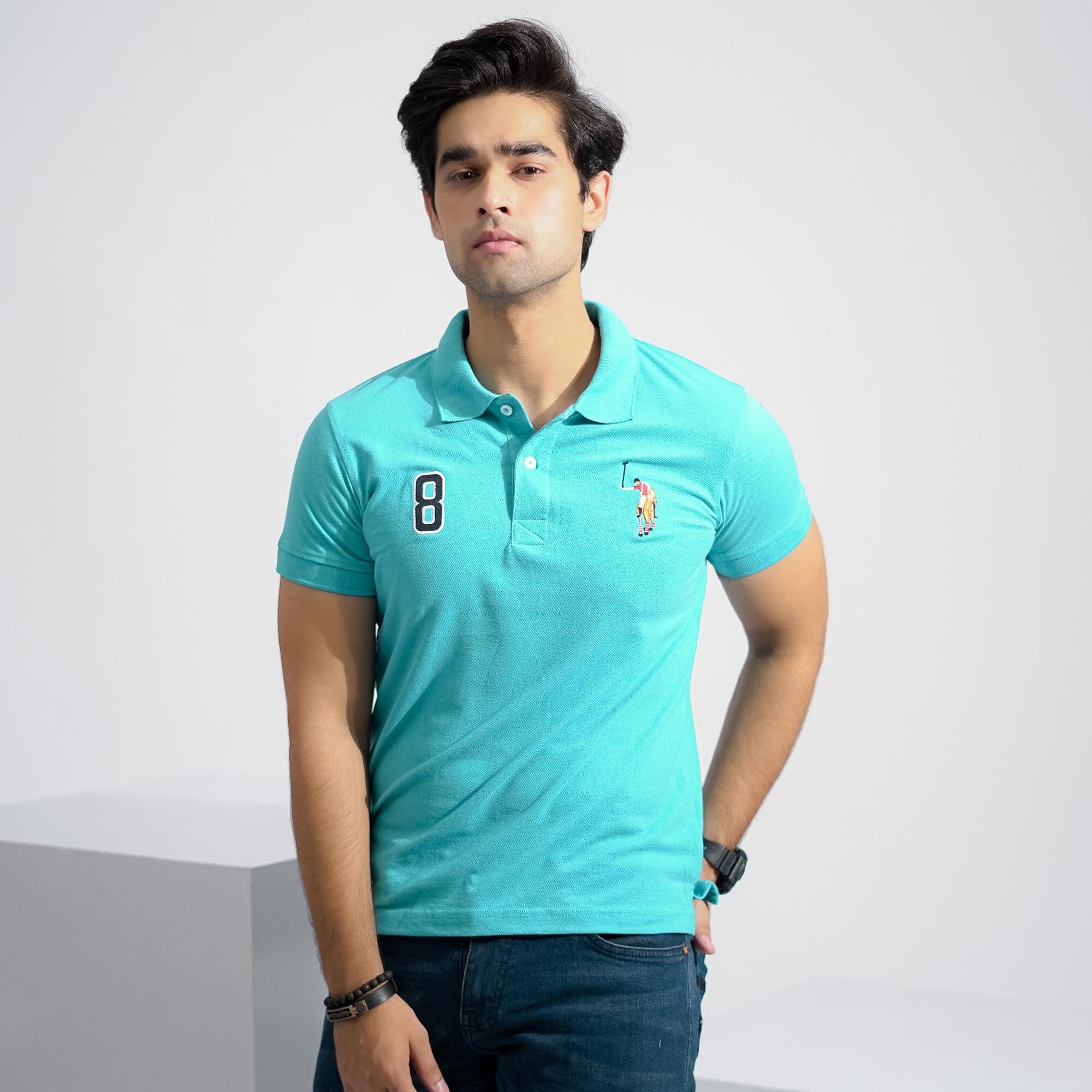 Polo Republica Men's Signature Pony & 8 Embroidered Short Sleeve Polo Shirt Men's Polo Shirt Polo Republica 