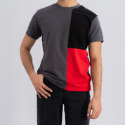Polo Republica Men's Double Contrast Panel Short Sleeve Tee Shirt Men's Tee Shirt Polo Republica Graphite & Black S 