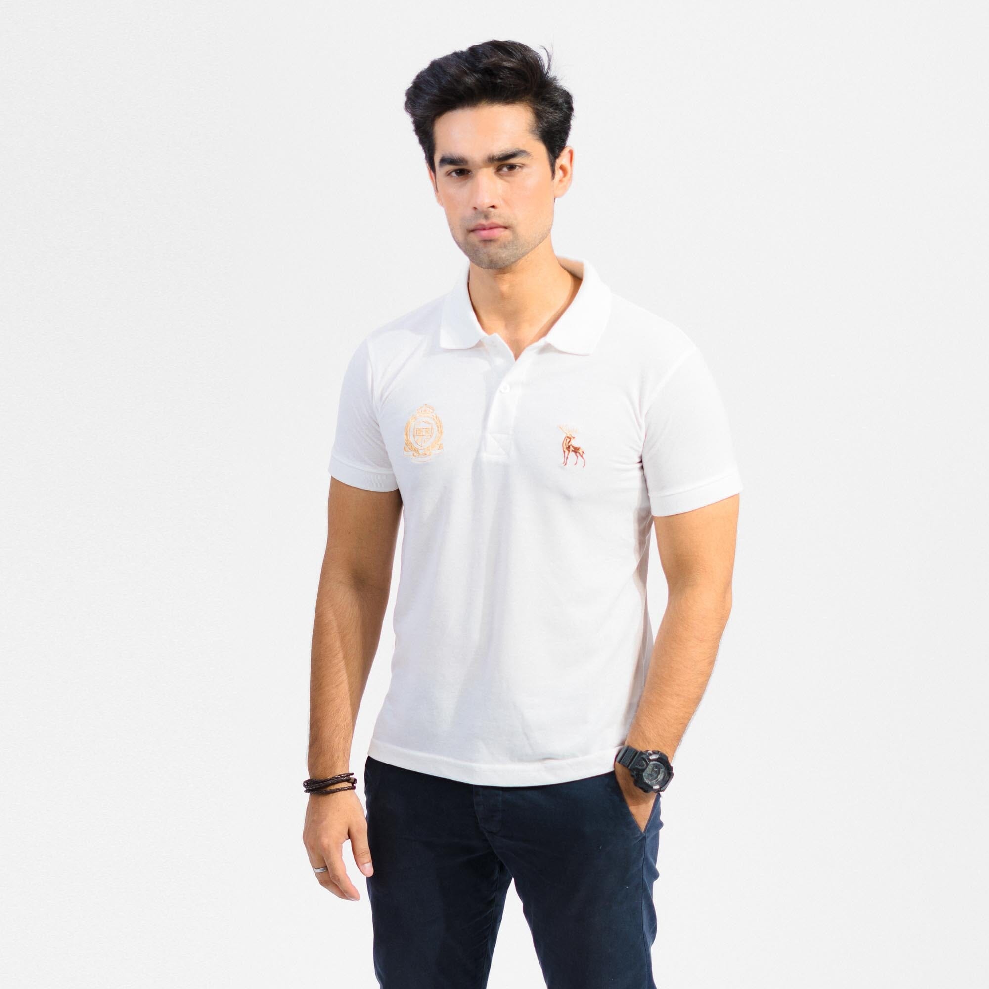 Polo Republica Men's Moose & Crown Crest Embroidered Short Sleeve Polo Shirt Men's Polo Shirt Polo Republica 