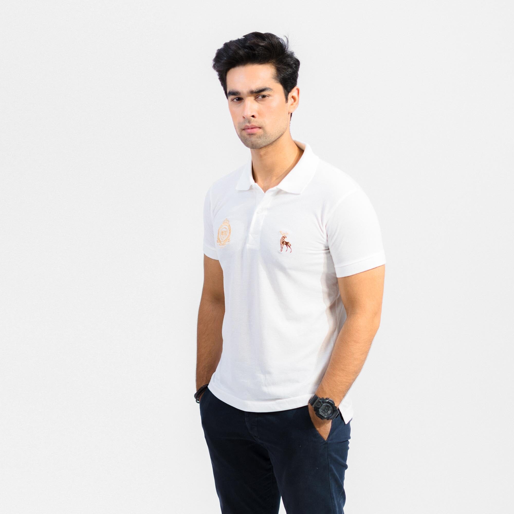 Polo Republica Men's Moose & Crown Crest Embroidered Short Sleeve Polo Shirt Men's Polo Shirt Polo Republica 