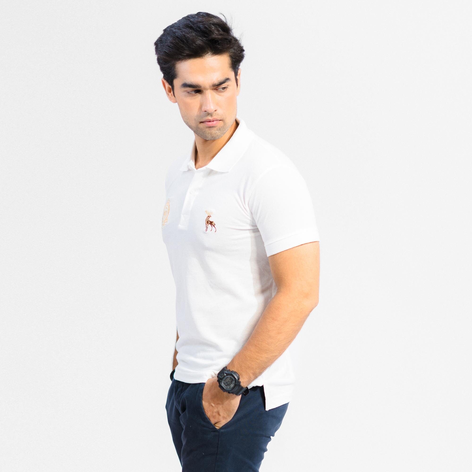 Polo Republica Men's Moose & Crown Crest Embroidered Short Sleeve Polo Shirt Men's Polo Shirt Polo Republica 