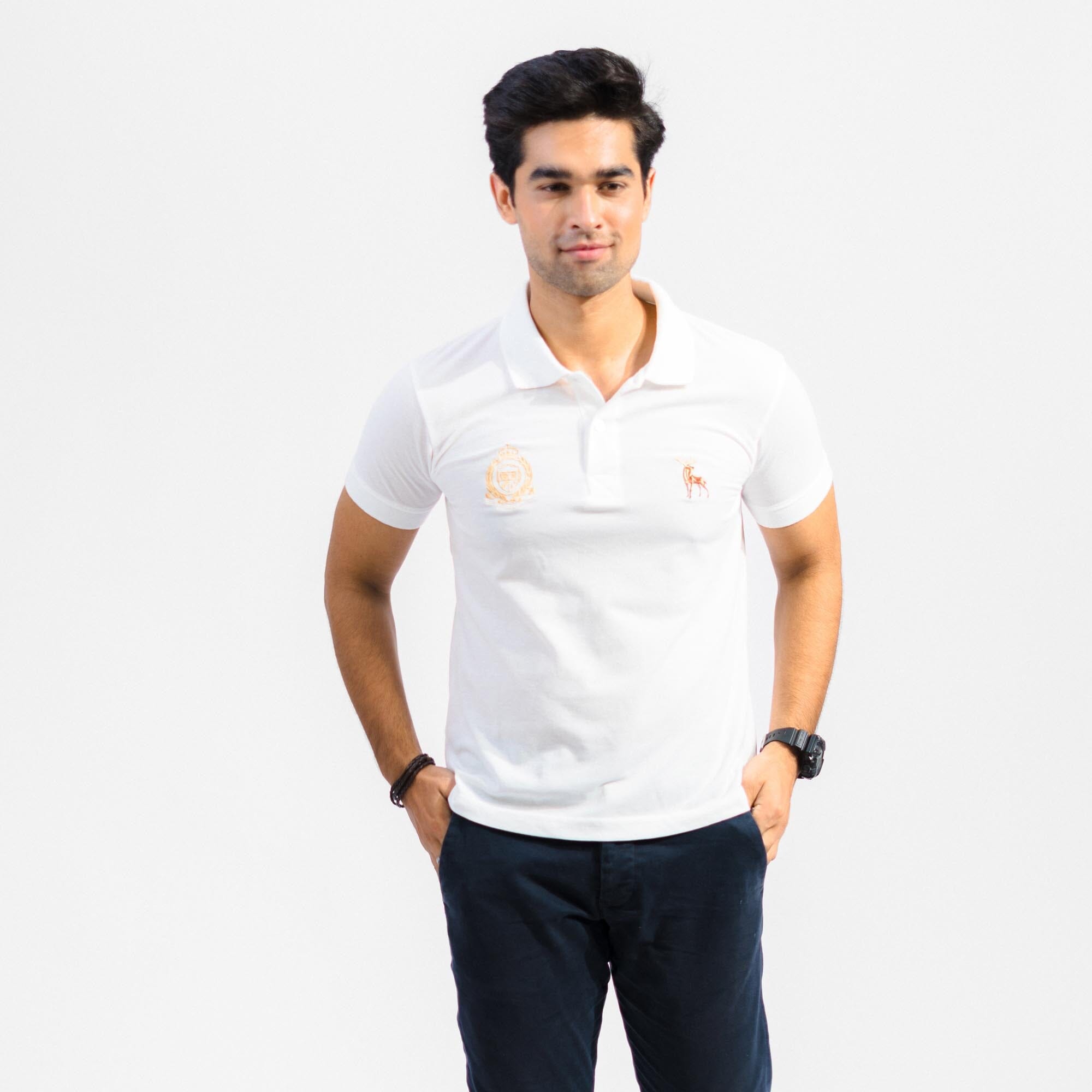Polo Republica Men's Moose & Crown Crest Embroidered Short Sleeve Polo Shirt Men's Polo Shirt Polo Republica 
