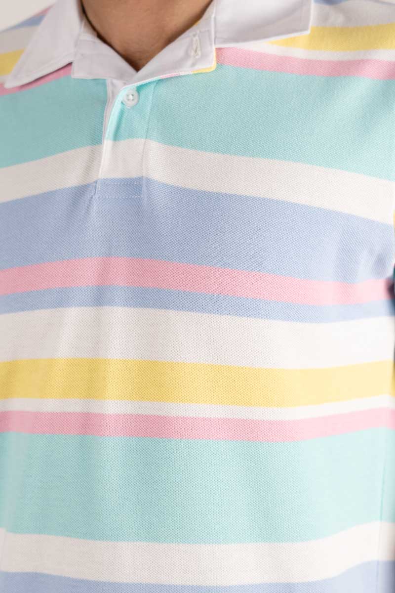 Eternity Premium Men's Pastel Striped Polo Shirt