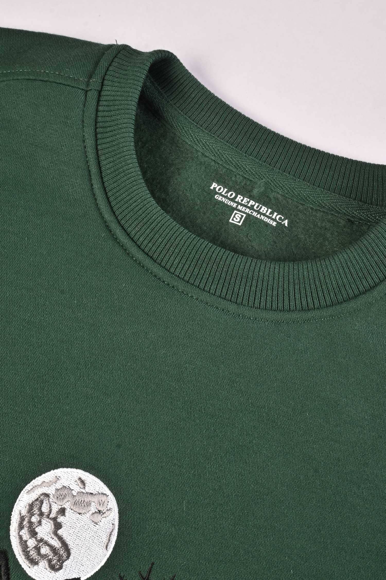 Polo Republica Men's Mountain Moon Embroidered Fleece Sweat Shirt Men's Sweat Shirt Polo Republica 