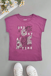 Hudson Girl's One Day At Time Printed Minor Fault Tee Shirt Girl's Tee Shirt HAS Apparel 