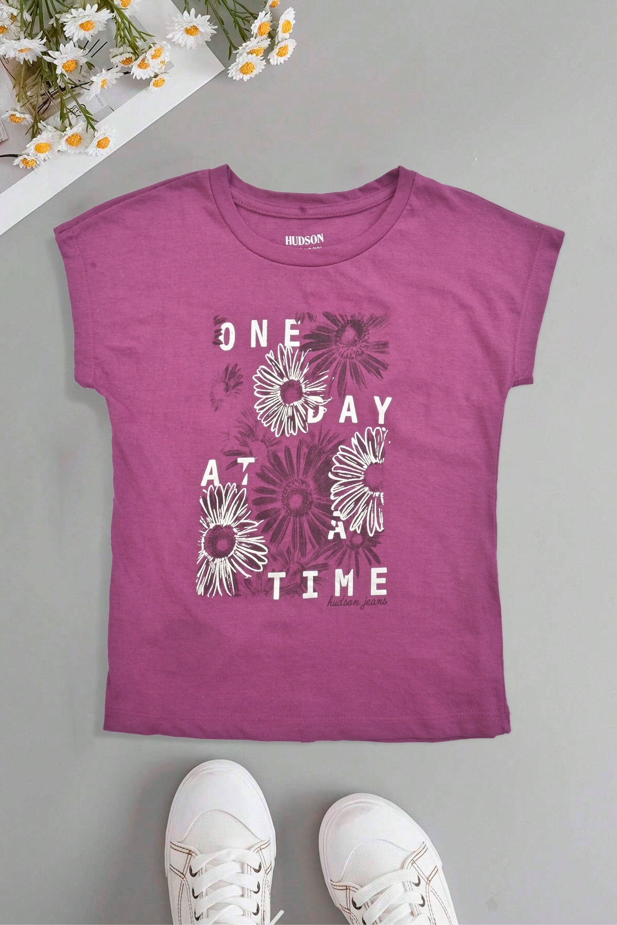Hudson Girl's One Day At Time Printed Minor Fault Tee Shirt Girl's Tee Shirt HAS Apparel 