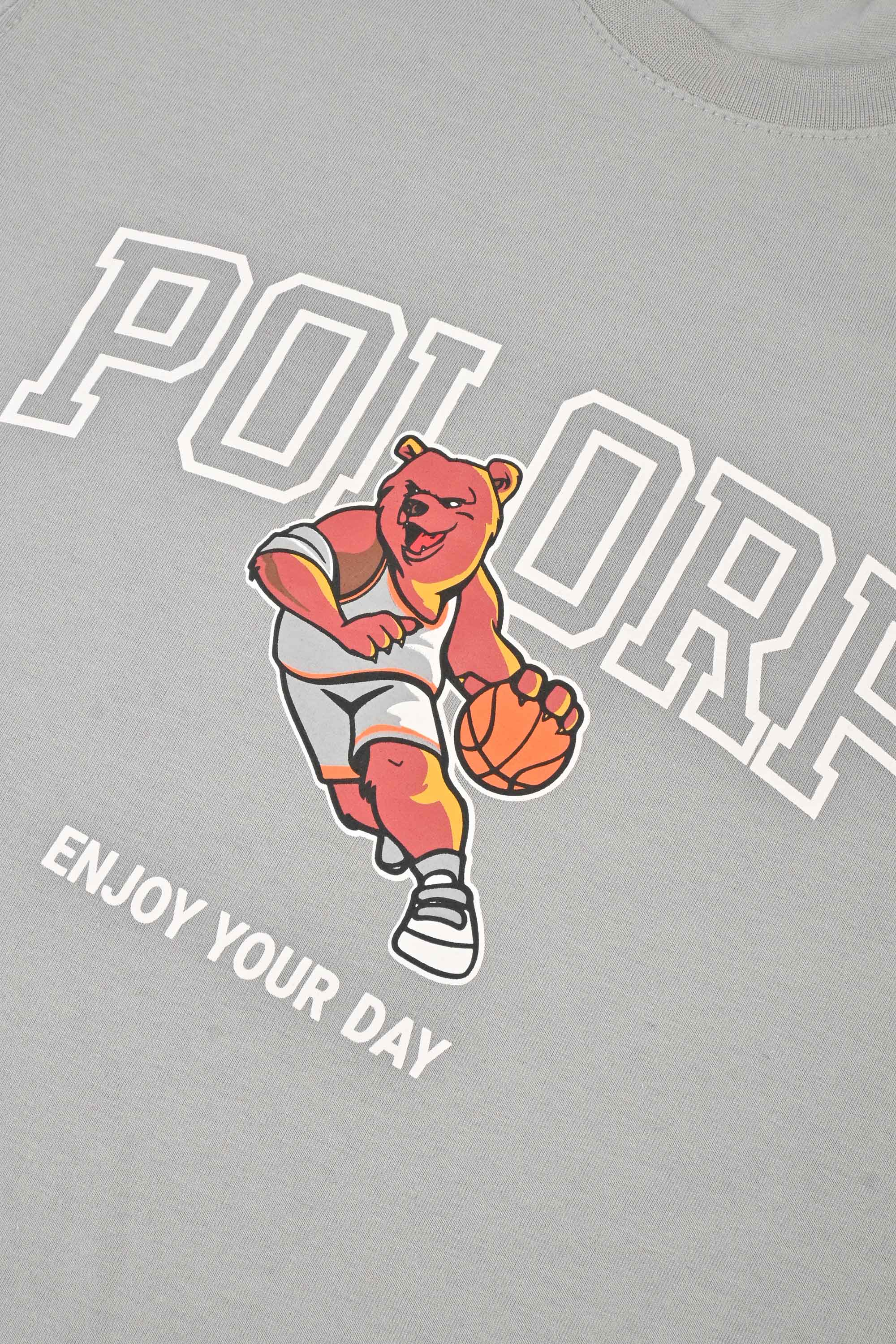 Polo Republica Men's Bear Basketball Printed Crew Neck Tee Shirt Men's Tee Shirt Polo Republica 