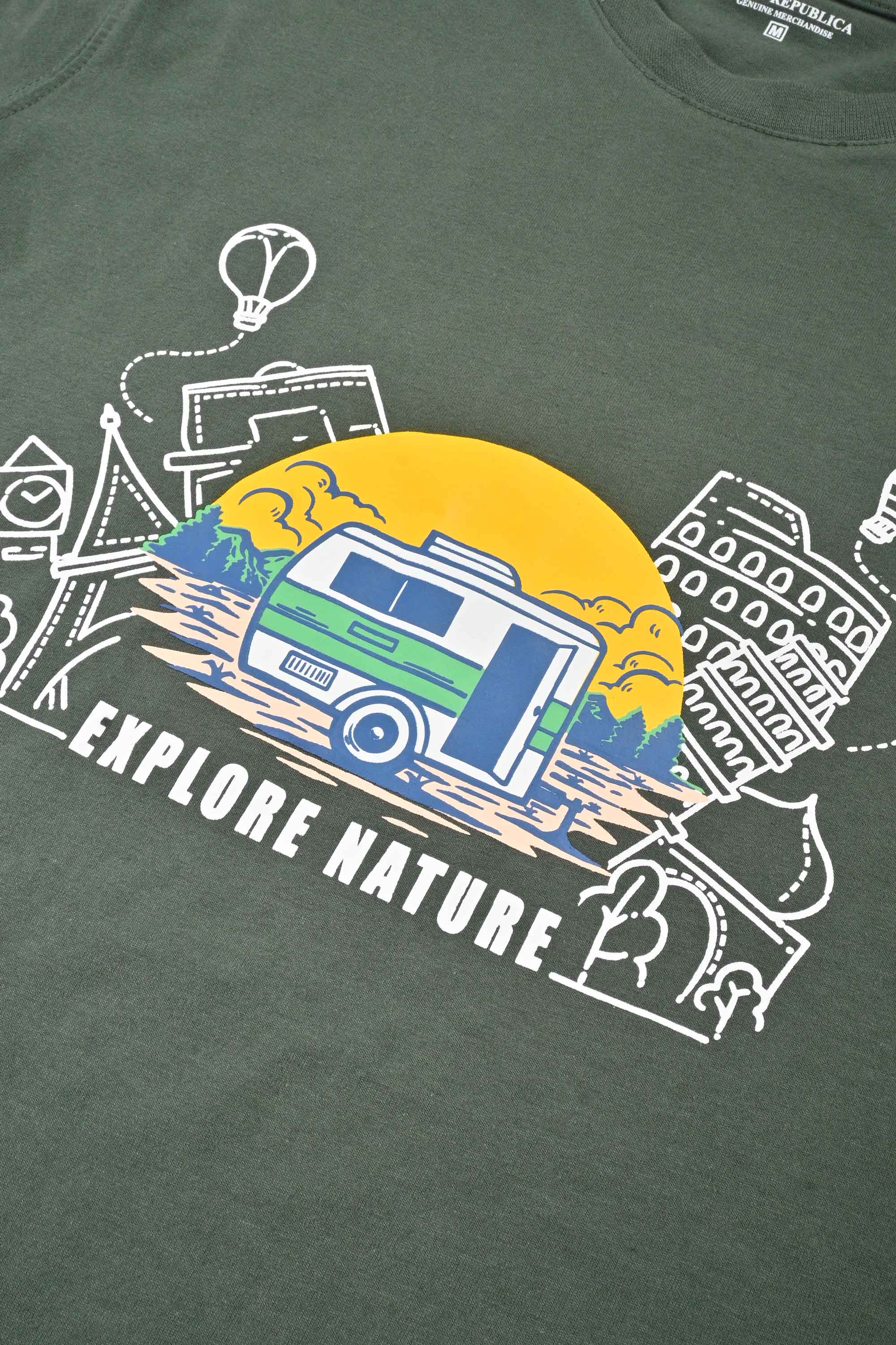 Polo Republica Men's Explore Nature Printed Crew Neck Tee Shirt Men's Tee Shirt Polo Republica 