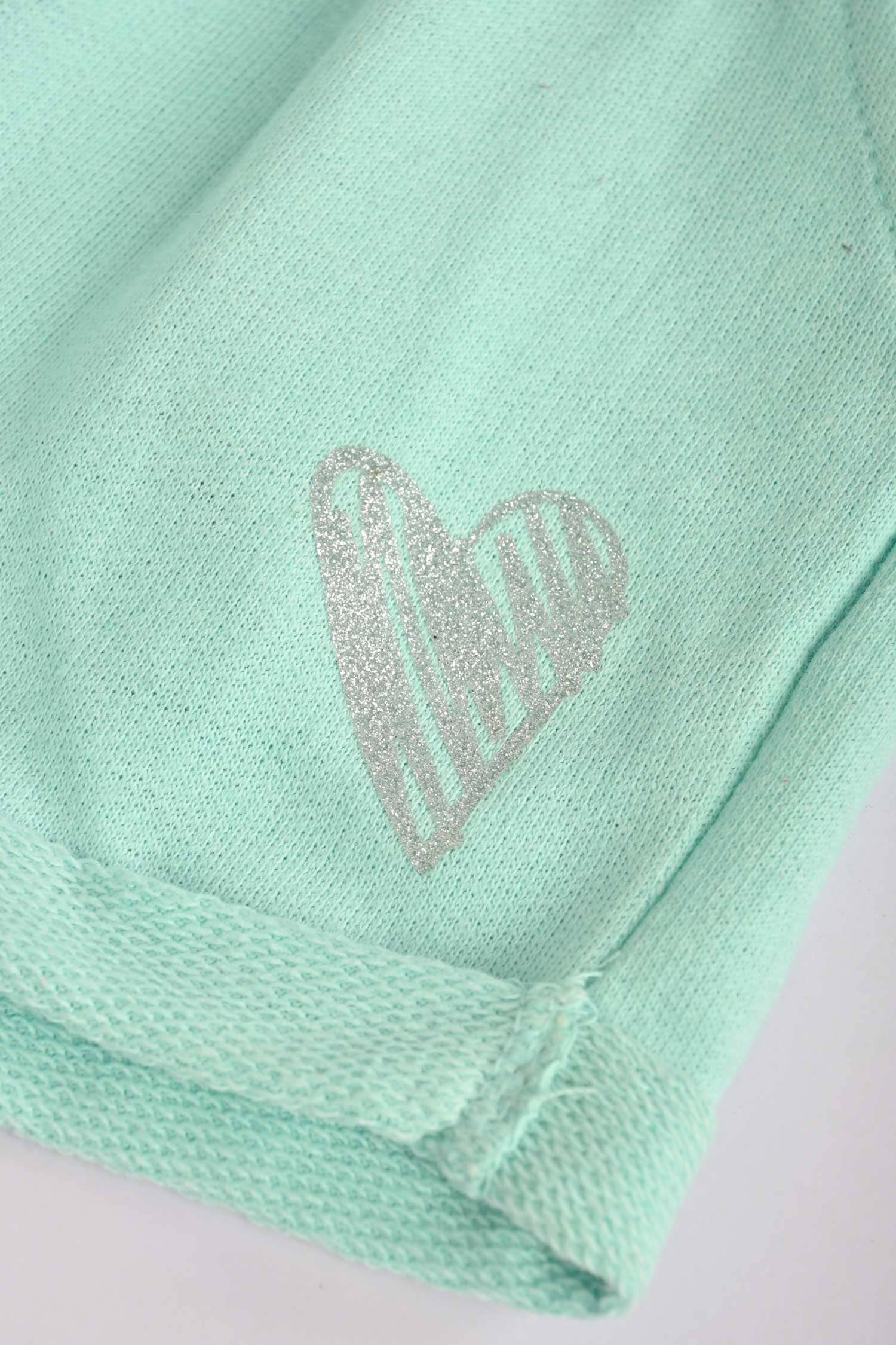 Tessential Kid's Glitter Heart Printed Minor Fault Terry Shorts 