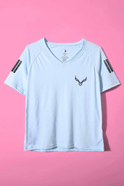 Polo Athletica Women's V-Neck Logo & Stripes Printed Short Sleeve Tee Shirt Women's Tee Shirt Polo Republica 