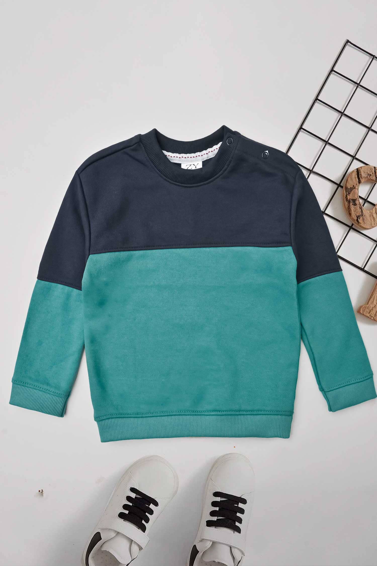 Navy & Aqua Green