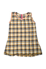 Safina Kid's Check Design V-Neck Sleeveless Frock