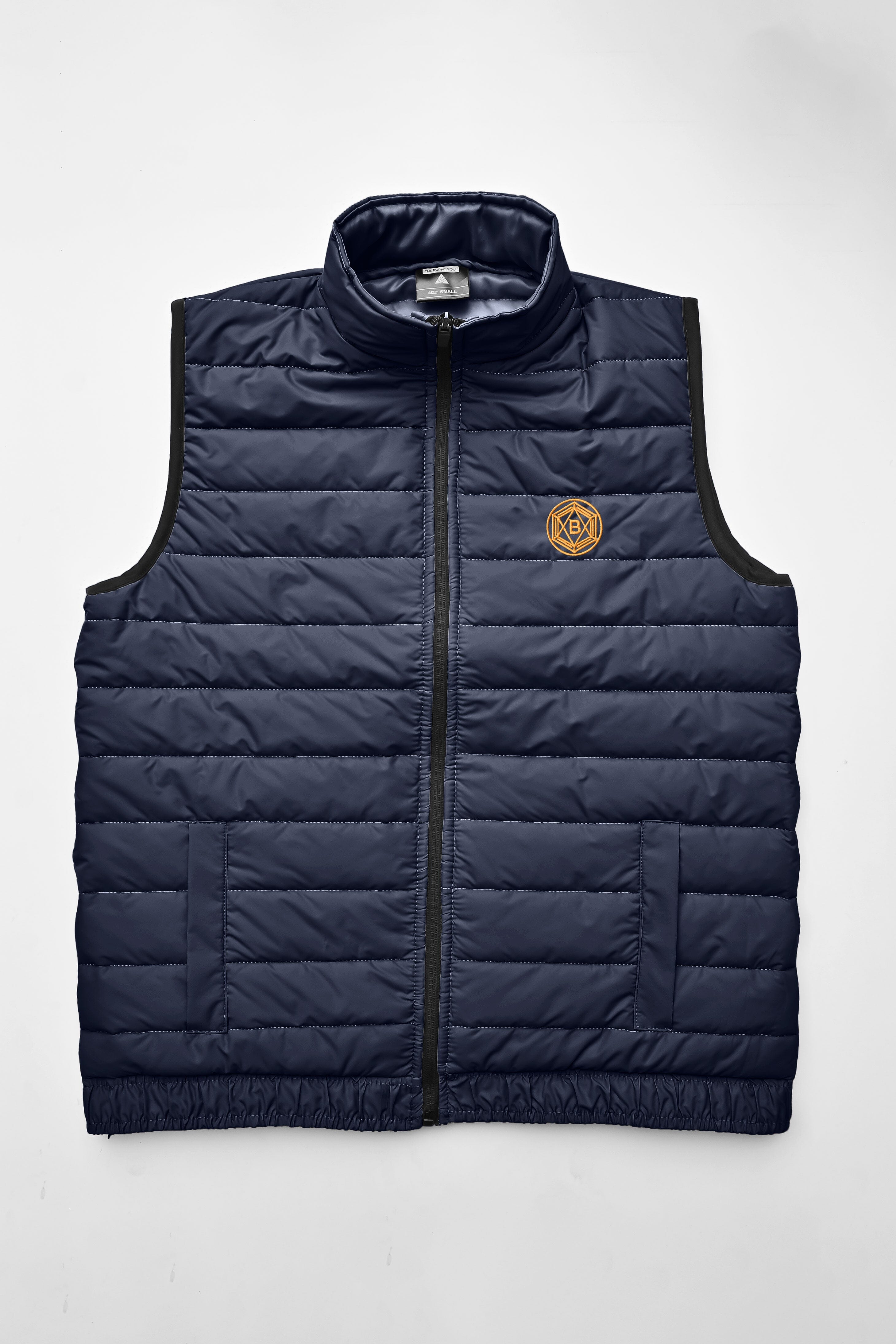 Burnt Soul Men's B Hexagon Embroidered Body Warmer Puffer Gilet Men's Gilet IBT 