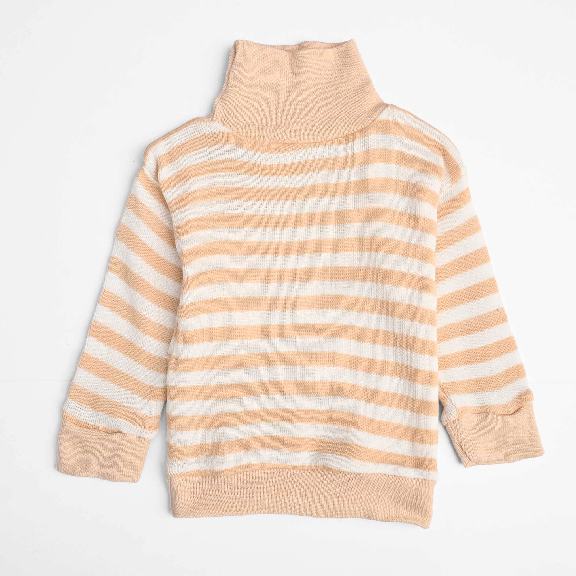 Kid's Selayun Thermal High Neck Sweat Shirt Boy's Sweat Shirt SRL White & Peach S(2-3 Years) 