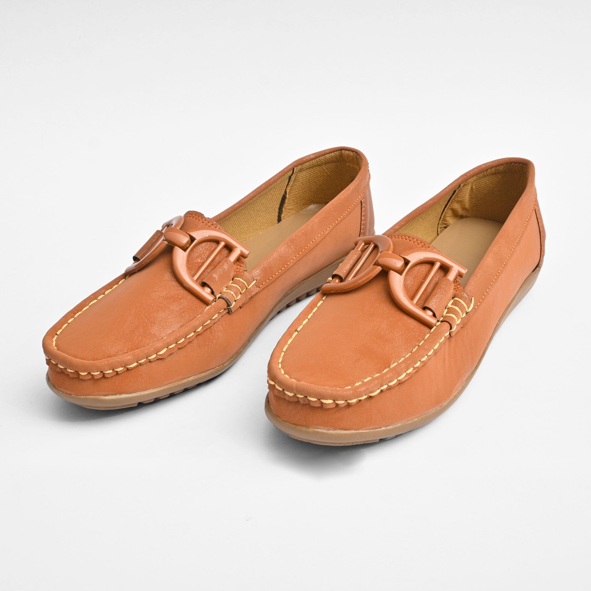 Classic Women's Buckle Design Moccasin Shoes Women's Shoes SNAN Traders Brown EUR 35 
