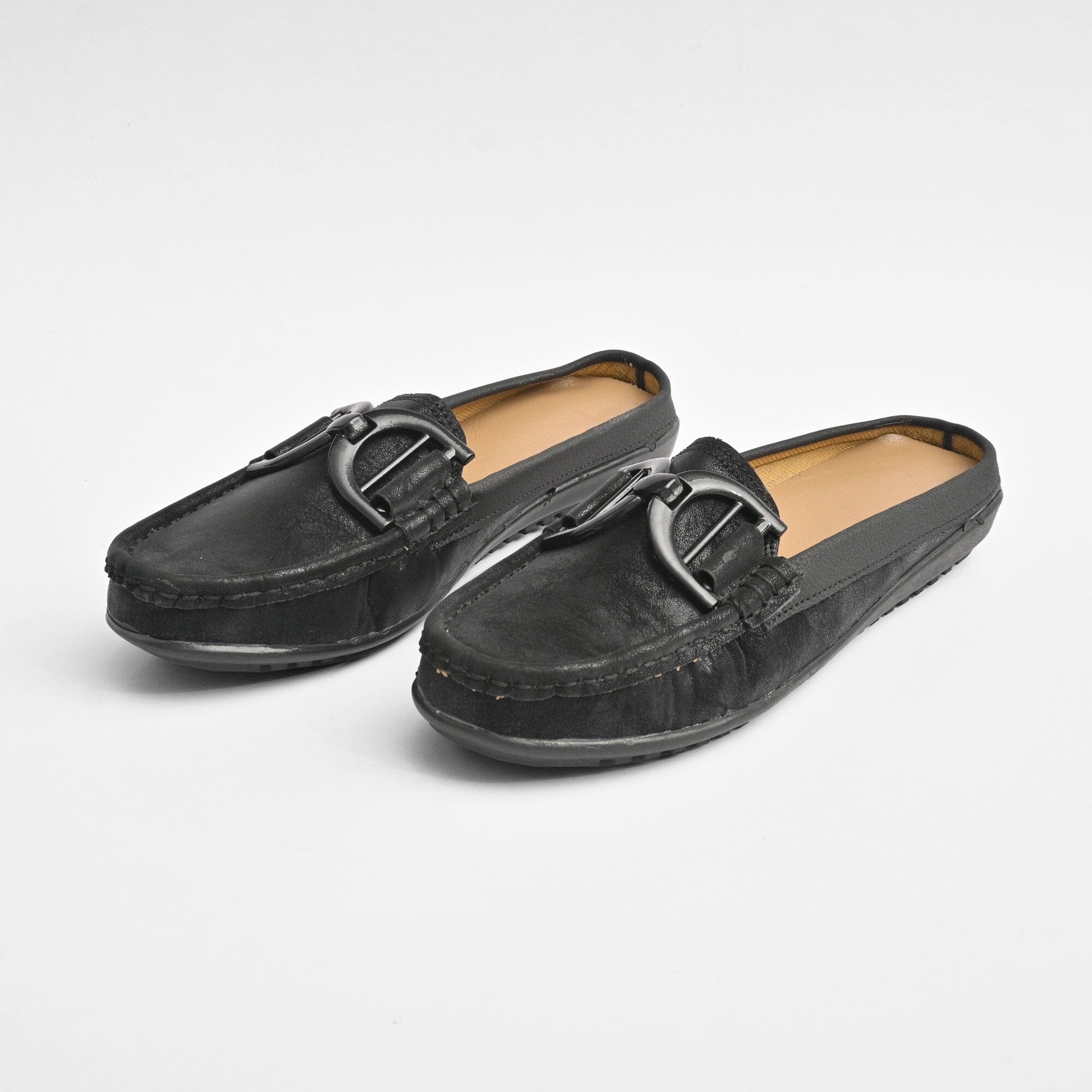 Women's Touro Style Open Back Moccasin Shoes Women's Shoes SNAN Traders Black EUR 35 