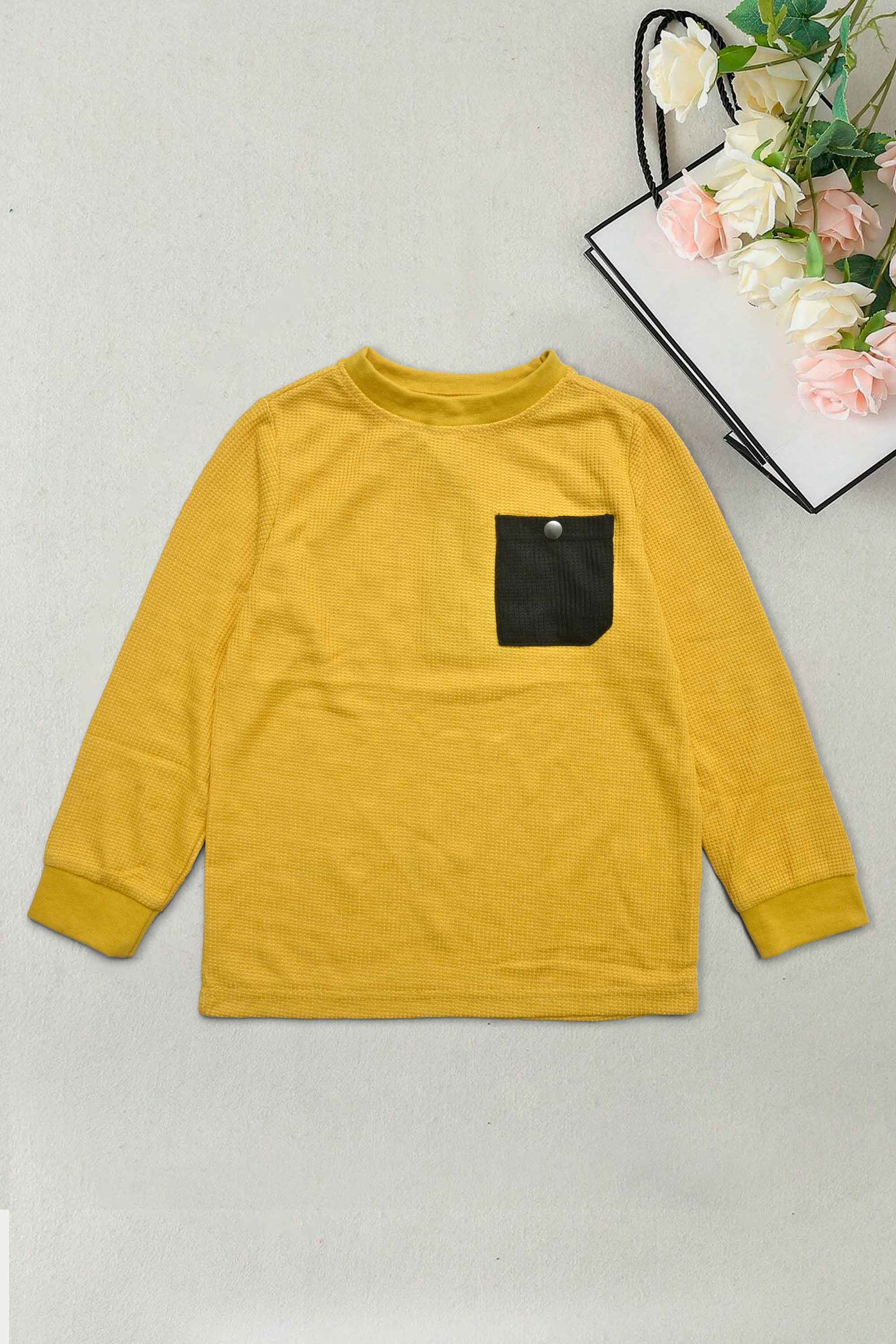 Kid's Contrast Pocket Style Long Sleeve Thermal Sweat Shirt Kid's Sweat Shirt Syed Adeel Zafar 