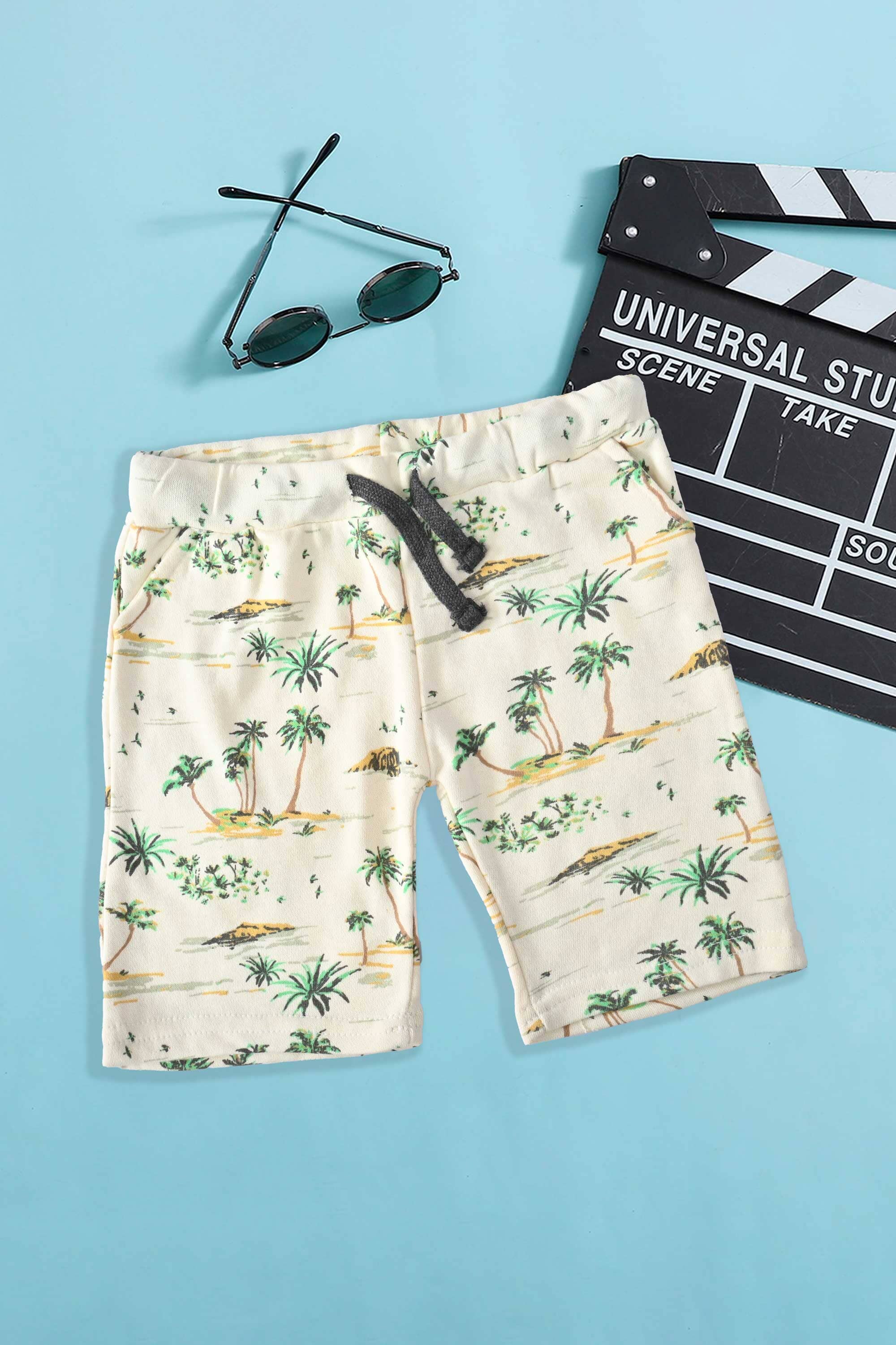 Ritado Kid's Pine Tree Printed Classic Terry Shorts