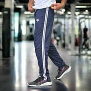 Men's Logo Embroidered & Double Side Panels Style Activewear Trousers Men's Trousers IBT Navy S 