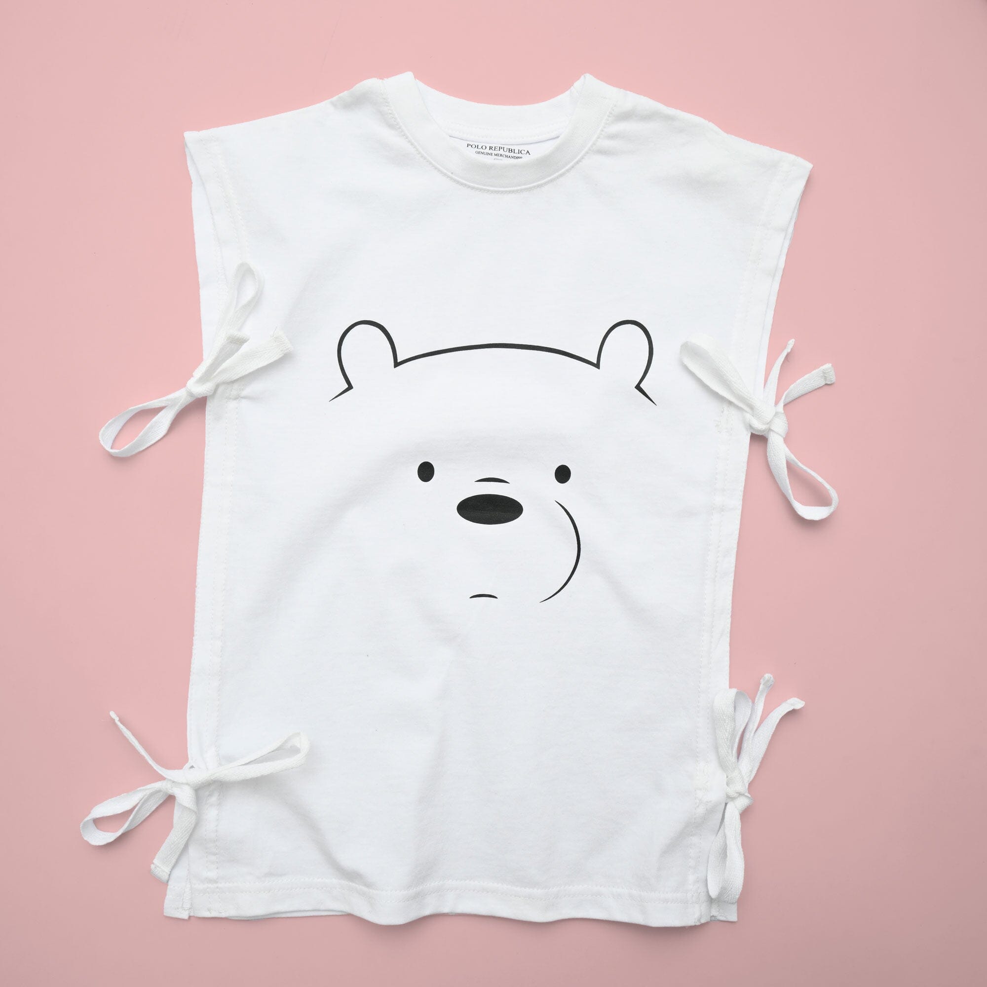 Polo Republica Kid's Bow Side Panel Printed Minor Fault Tank Top Kid's Tee Shirt Polo Republica White 2-3 Years 
