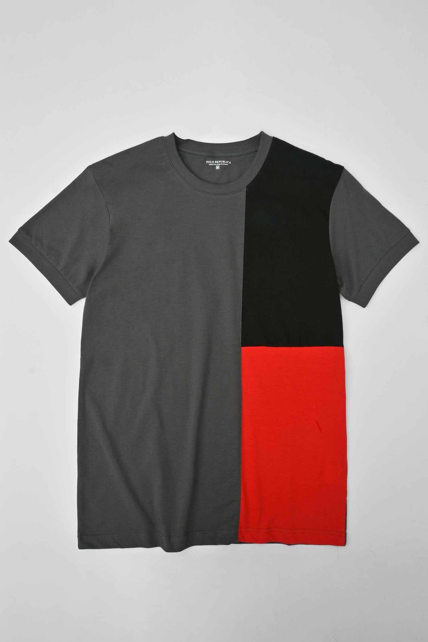 Polo Republica Men's Double Contrast Panel Short Sleeve Tee Shirt Men's Tee Shirt Polo Republica 