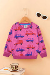 ZR Kid's Cars Printed Fleece Sweat Shirt