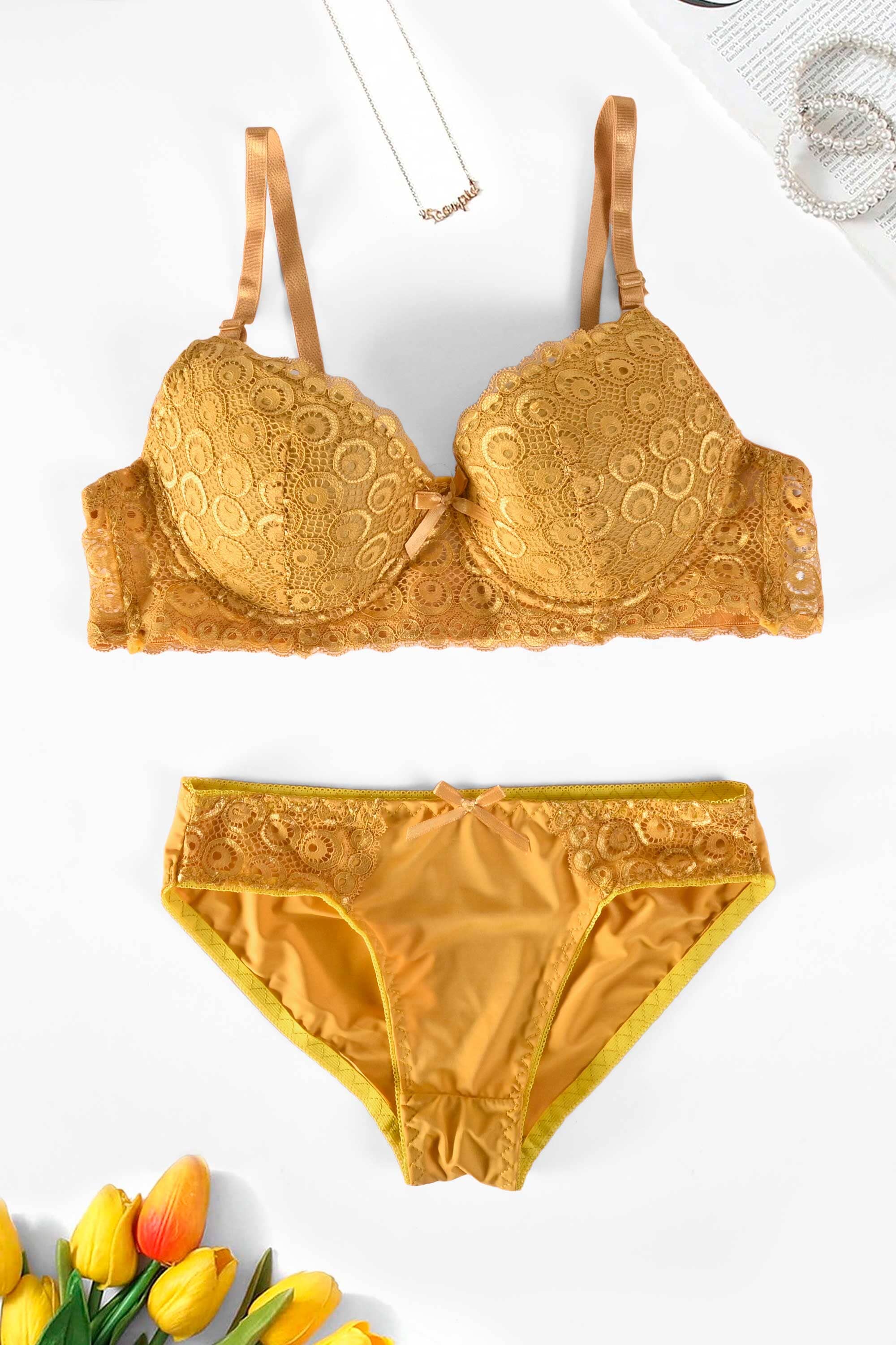 Chenxw Women's Wired Push Up Padded Bra & Pantie Set Women's Lingerie RAM 