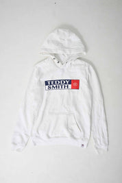 Men's Teddy Smith Printed Fleece Pullover Hoodie Boy's Pullover Hoodie ST White XS(14) 