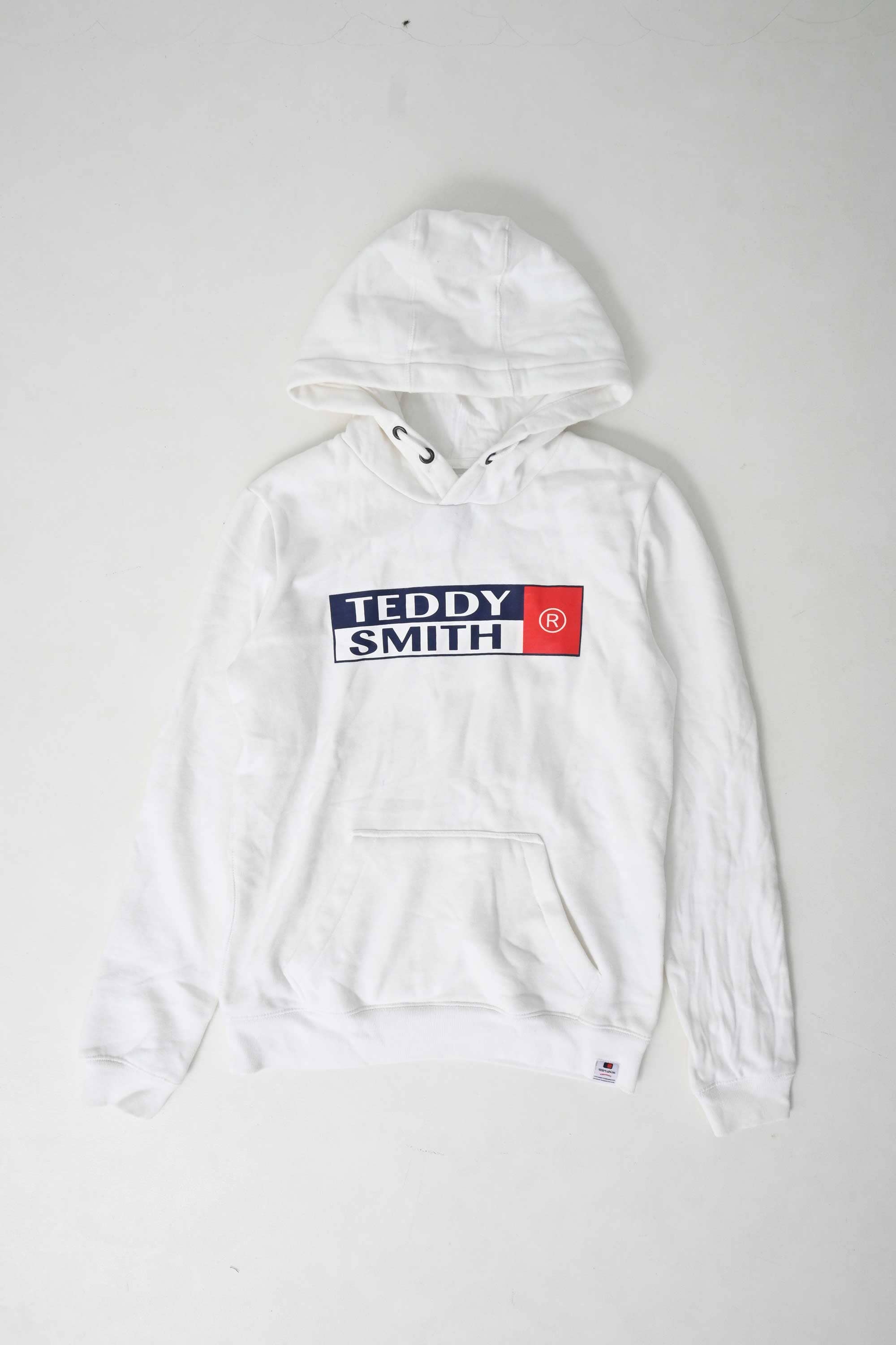 Men's Teddy Smith Printed Fleece Pullover Hoodie Boy's Pullover Hoodie ST White XS(14) 