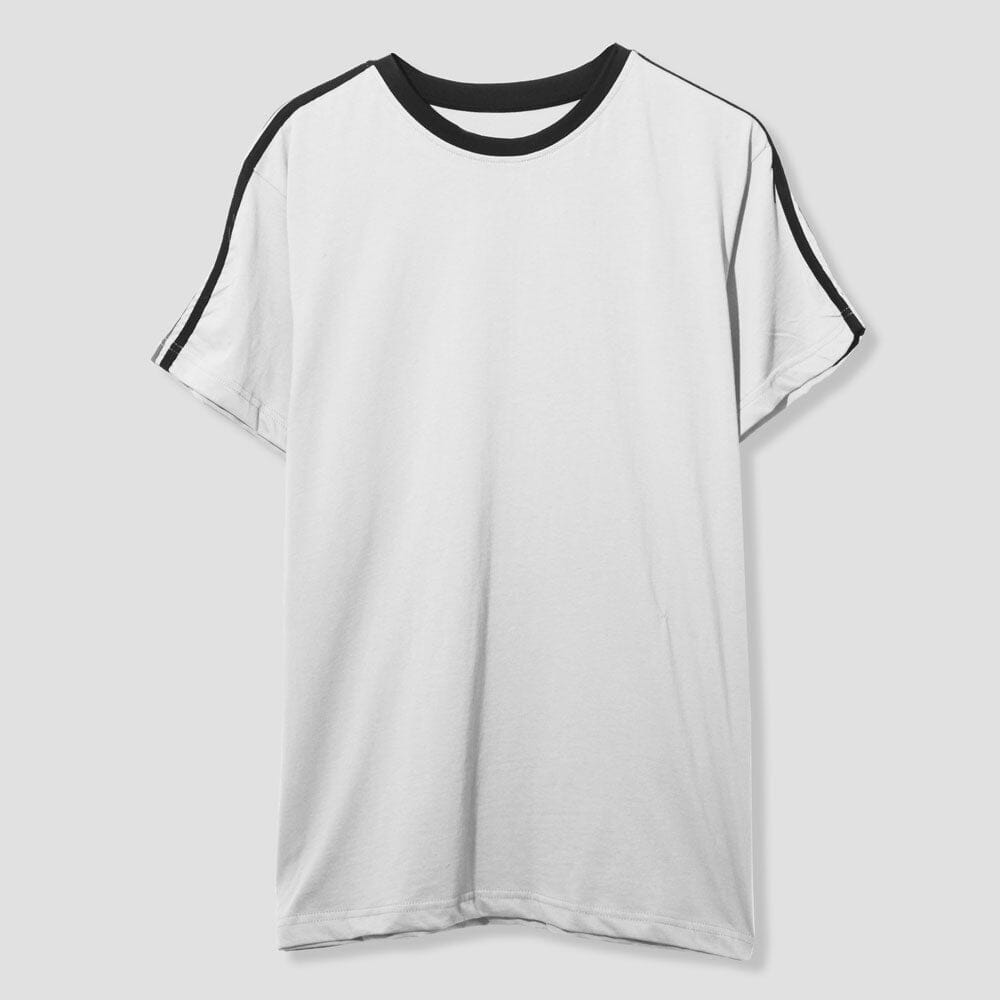 Polo Republica Men's Shoulder Stripes Crew Neck Tee Shirt Men's Tee Shirt Polo Republica White S 