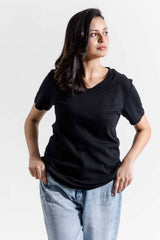 Women's V-Neck Design Short Sleeve Tee Shirt