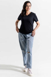 Women's V-Neck Design Short Sleeve Tee Shirt