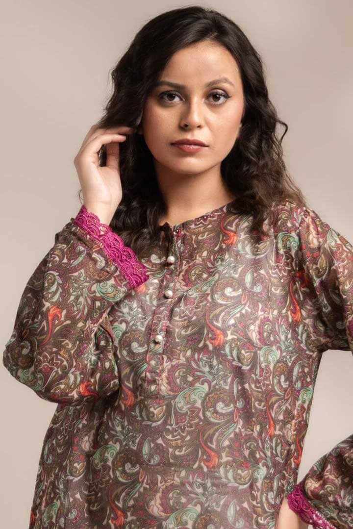 East West Women’s Pearl Placket Style Lawn Kurti