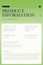 Bioaqua Cucumber Moisturizing Facial Mud Mask - 10 pcs